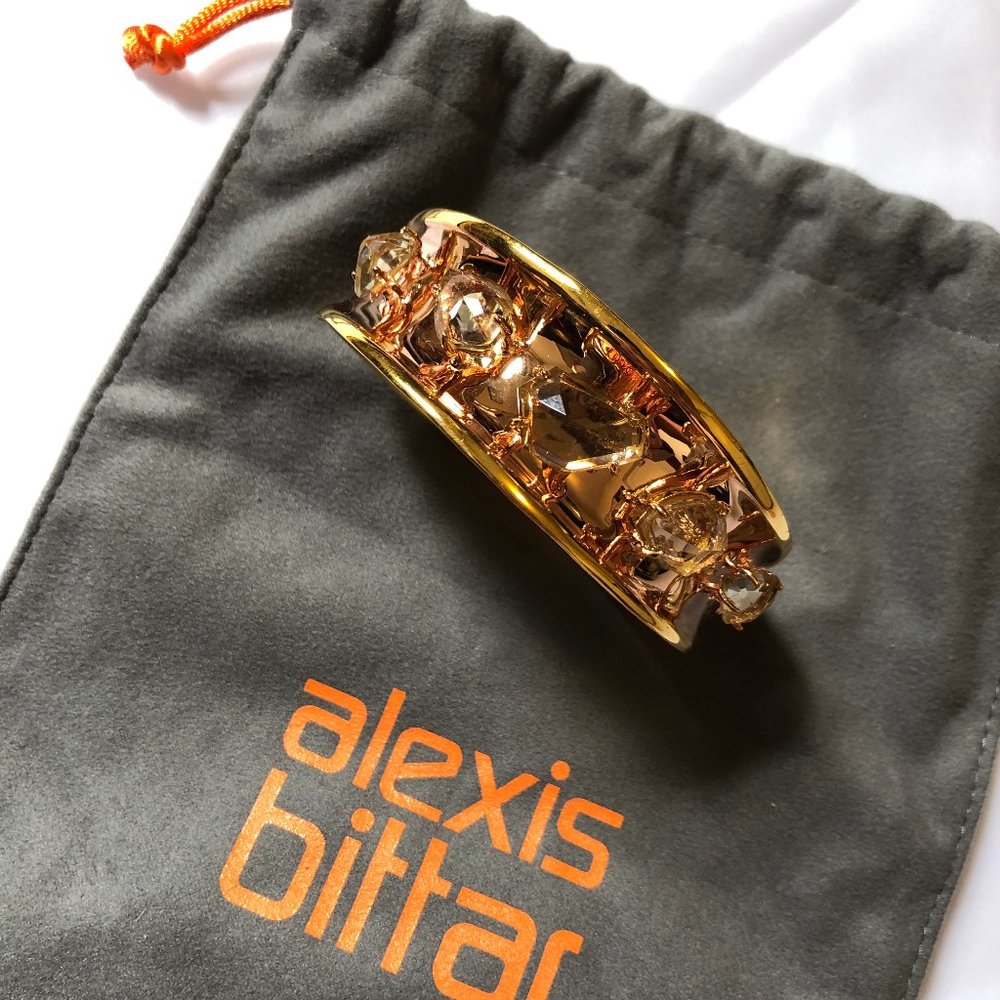 Alexis Bittar Rose Gold Bangle with Smokey Quartz